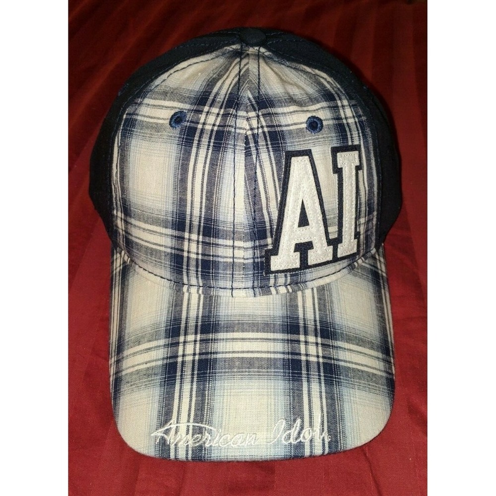 FOX TV AMERICAN IDOL HAT PLAID BLUE STRAPBACK CAP ADJUSTABLE BRAND NEW SHOW RARE